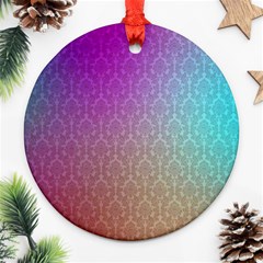 Blue And Pink Colors On A Pattern Round Ornament (two Sides)