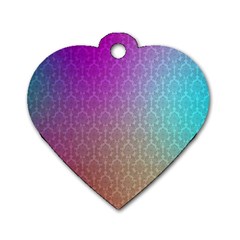 Blue And Pink Colors On A Pattern Dog Tag Heart (two Sides)