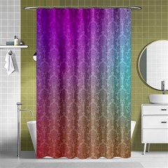 Blue And Pink Colors On A Pattern Shower Curtain 48  X 72  (small) 