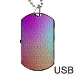 Blue And Pink Colors On A Pattern Dog Tag Usb Flash (one Side)