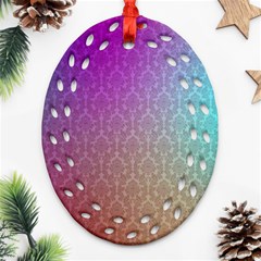 Blue And Pink Colors On A Pattern Ornament (oval Filigree)