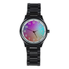 Blue And Pink Colors On A Pattern Stainless Steel Round Watch