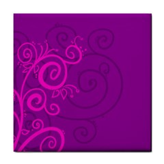 Floraly Swirlish Purple Color Tile Coasters