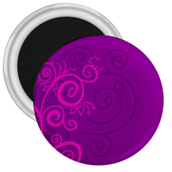 Floraly Swirlish Purple Color 3  Magnets