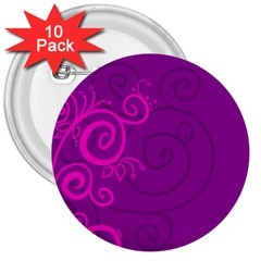 Floraly Swirlish Purple Color 3  Buttons (10 Pack) 