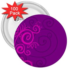 Floraly Swirlish Purple Color 3  Buttons (100 Pack)  by Amaryn4rt