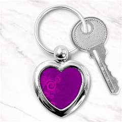 Floraly Swirlish Purple Color Key Chains (heart)  by Amaryn4rt