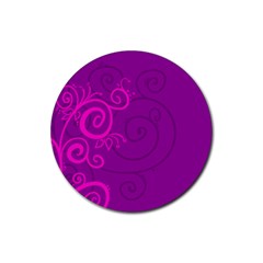 Floraly Swirlish Purple Color Rubber Round Coaster (4 Pack) 