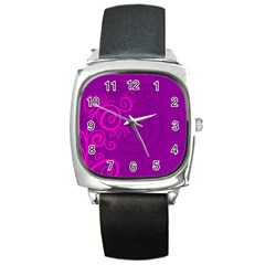 Floraly Swirlish Purple Color Square Metal Watch by Amaryn4rt