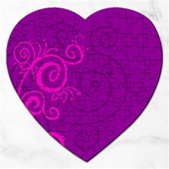 Floraly Swirlish Purple Color Jigsaw Puzzle (heart)