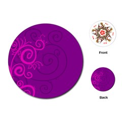 Floraly Swirlish Purple Color Playing Cards (round) 