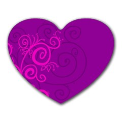 Floraly Swirlish Purple Color Heart Mousepads