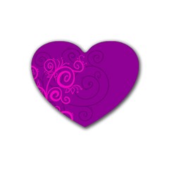 Floraly Swirlish Purple Color Rubber Coaster (heart) 