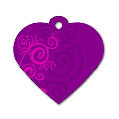 Floraly Swirlish Purple Color Dog Tag Heart (one Side) by Amaryn4rt