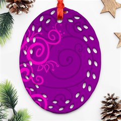 Floraly Swirlish Purple Color Oval Filigree Ornament (two Sides)