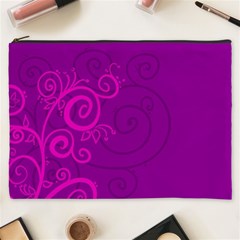 Floraly Swirlish Purple Color Cosmetic Bag (xxxl) 