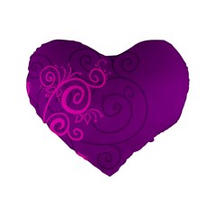 Floraly Swirlish Purple Color Standard 16  Premium Heart Shape Cushions