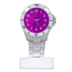 Floraly Swirlish Purple Color Plastic Nurses Watch by Amaryn4rt