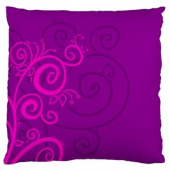 Floraly Swirlish Purple Color Large Flano Cushion Case (two Sides)