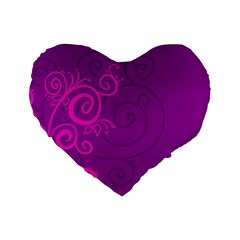 Floraly Swirlish Purple Color Standard 16  Premium Flano Heart Shape Cushions by Amaryn4rt