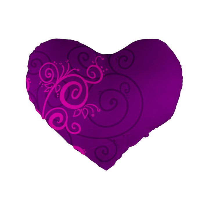 Floraly Swirlish Purple Color Standard 16  Premium Flano Heart Shape Cushions