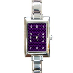 Dark Purple Metal Mesh With Round Holes Texture Rectangle Italian Charm Watch by Amaryn4rt