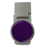 Dark Purple Metal Mesh With Round Holes Texture Money Clips (Round)  Front