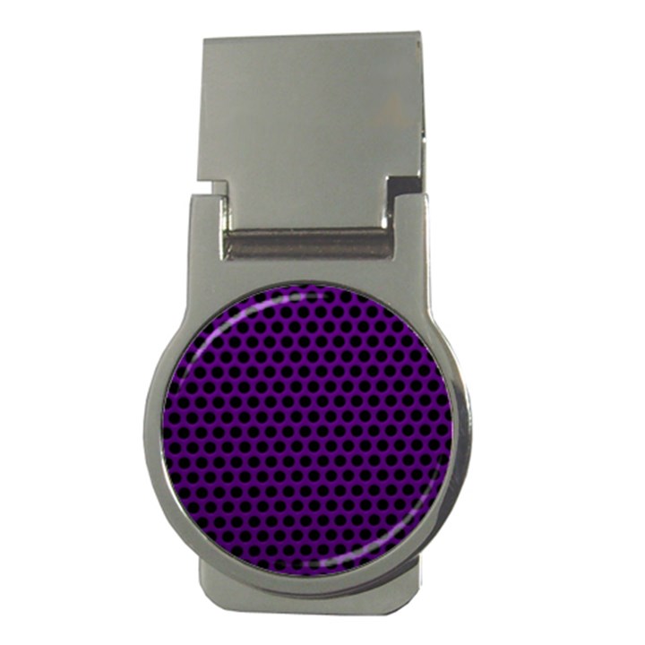 Dark Purple Metal Mesh With Round Holes Texture Money Clips (Round) 