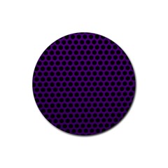 Dark Purple Metal Mesh With Round Holes Texture Rubber Round Coaster (4 Pack)  by Amaryn4rt