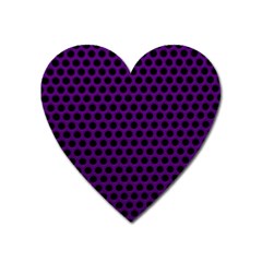 Dark Purple Metal Mesh With Round Holes Texture Heart Magnet by Amaryn4rt