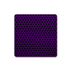 Dark Purple Metal Mesh With Round Holes Texture Square Magnet by Amaryn4rt