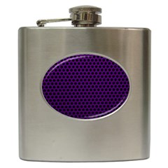 Dark Purple Metal Mesh With Round Holes Texture Hip Flask (6 Oz)