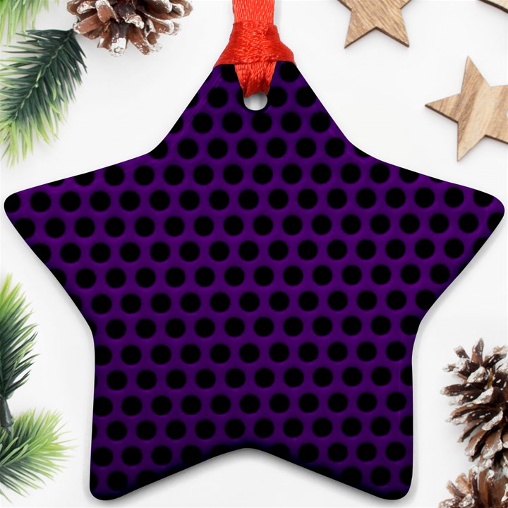 Dark Purple Metal Mesh With Round Holes Texture Star Ornament (Two Sides)