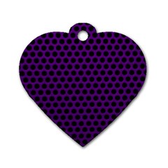 Dark Purple Metal Mesh With Round Holes Texture Dog Tag Heart (two Sides) by Amaryn4rt