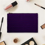 Dark Purple Metal Mesh With Round Holes Texture Cosmetic Bag (Medium)  Front