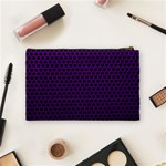 Dark Purple Metal Mesh With Round Holes Texture Cosmetic Bag (Medium)  Back