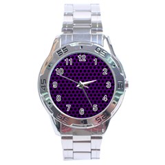 Dark Purple Metal Mesh With Round Holes Texture Stainless Steel Analogue Watch by Amaryn4rt