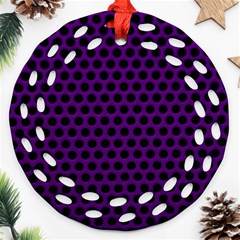 Dark Purple Metal Mesh With Round Holes Texture Round Filigree Ornament (two Sides) by Amaryn4rt