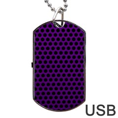 Dark Purple Metal Mesh With Round Holes Texture Dog Tag Usb Flash (two Sides) by Amaryn4rt