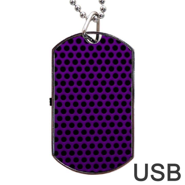 Dark Purple Metal Mesh With Round Holes Texture Dog Tag USB Flash (Two Sides)