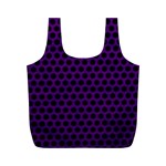 Dark Purple Metal Mesh With Round Holes Texture Full Print Recycle Bags (M)  Back