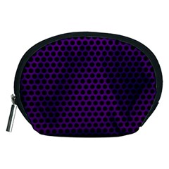 Dark Purple Metal Mesh With Round Holes Texture Accessory Pouches (medium)  by Amaryn4rt