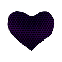 Dark Purple Metal Mesh With Round Holes Texture Standard 16  Premium Flano Heart Shape Cushions