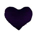 Dark Purple Metal Mesh With Round Holes Texture Standard 16  Premium Flano Heart Shape Cushions Front