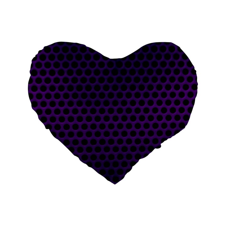 Dark Purple Metal Mesh With Round Holes Texture Standard 16  Premium Flano Heart Shape Cushions