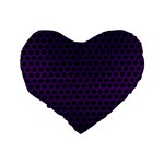 Dark Purple Metal Mesh With Round Holes Texture Standard 16  Premium Flano Heart Shape Cushions Back