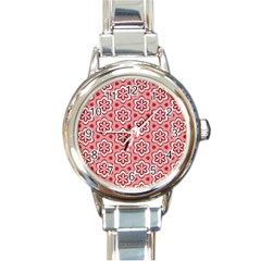 Floral Abstract Pattern Round Italian Charm Watch