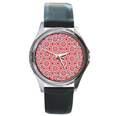 Floral Abstract Pattern Round Metal Watch