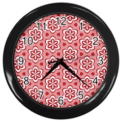 Floral Abstract Pattern Wall Clocks (black)