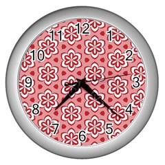 Floral Abstract Pattern Wall Clocks (silver)  by Amaryn4rt